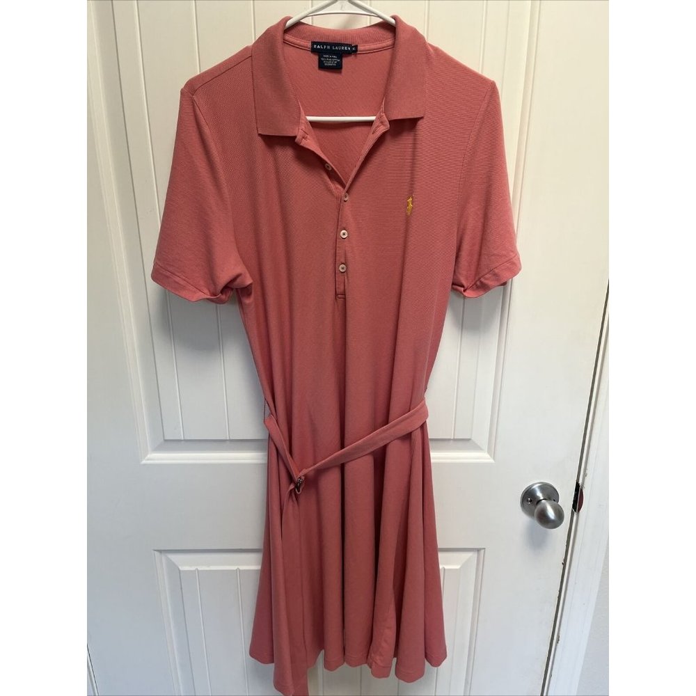 Ralph Lauren Polo Collared Dress With Belt Size XL Pink